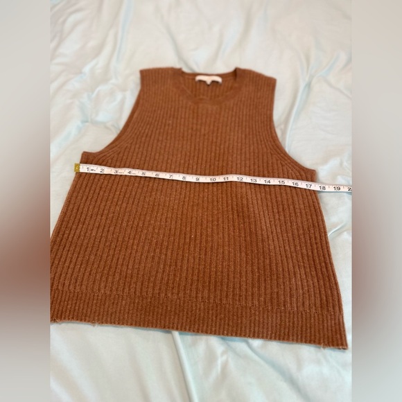Naked Cashmere Women’s Sz:L Brown 100% Cashmere Ribbed V Neck Sweater Vest - Picture 3 of 11